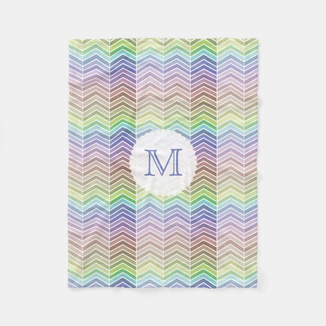 Creative Rainbow and Textured Chevron Pattern Fleece Blanket (Front)