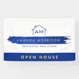 Creative Realtor Real Estate Home Paint Swash Blue Banner