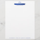 Creative Realtor Real Estate Home Paint Swash Blue Letterhead<br><div class="desc">A creative logo depicting a house with your initials and a painted brushstroke underneath holding your name or business name becomes a unique identity on this personalized letterhead. Great for real estate agents,  realtors,  rental properties,  house painters,  and more. Original art and design © 1201AM Design Studio | www.1201am.com</div>