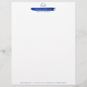 Creative Realtor Real Estate Home Paint Swash Blue Letterhead