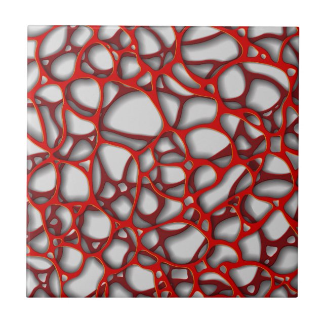 Creative red and burgundy net on gray background tile (Front)