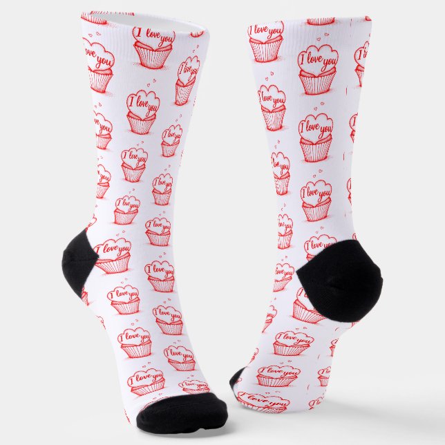 Creative red hearts design  socks (Angled)