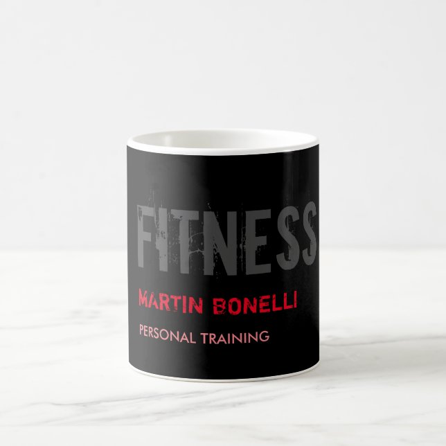 Creative Retro Black Grey Dynamic Personal Trainer Coffee Mug (Center)
