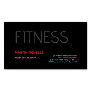 Creative Retro Black Grey Dynamic Personal Trainer Magnetic Business Card
