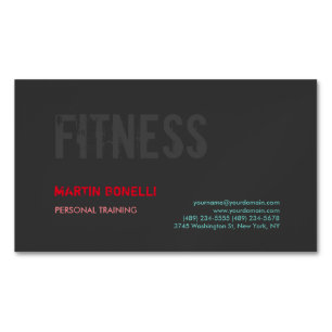 Creative Retro Black Grey Dynamic Personal Trainer Magnetic Business Card