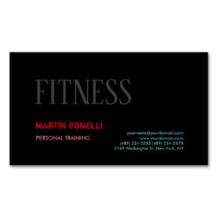 Creative Retro Black Grey Dynamic Personal Trainer Magnetic Business Card
