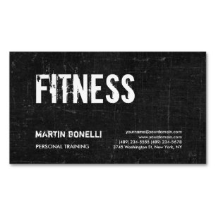 Creative Retro Black Grey Dynamic Personal Trainer Magnetic Business Card