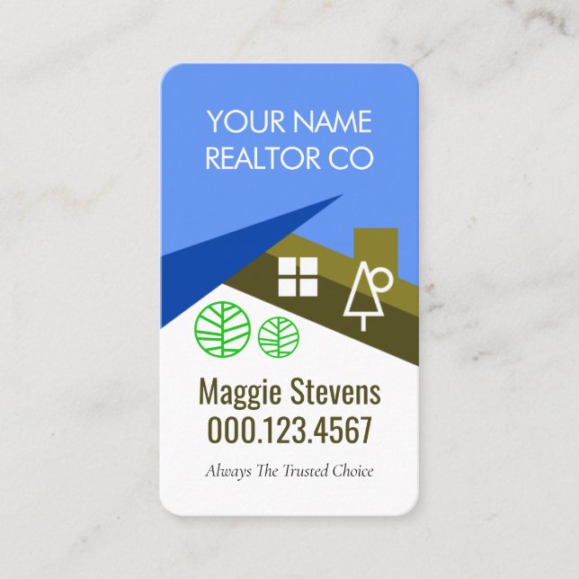 Creative Roof Blue Sky Tree Landscape Business Card (Front)