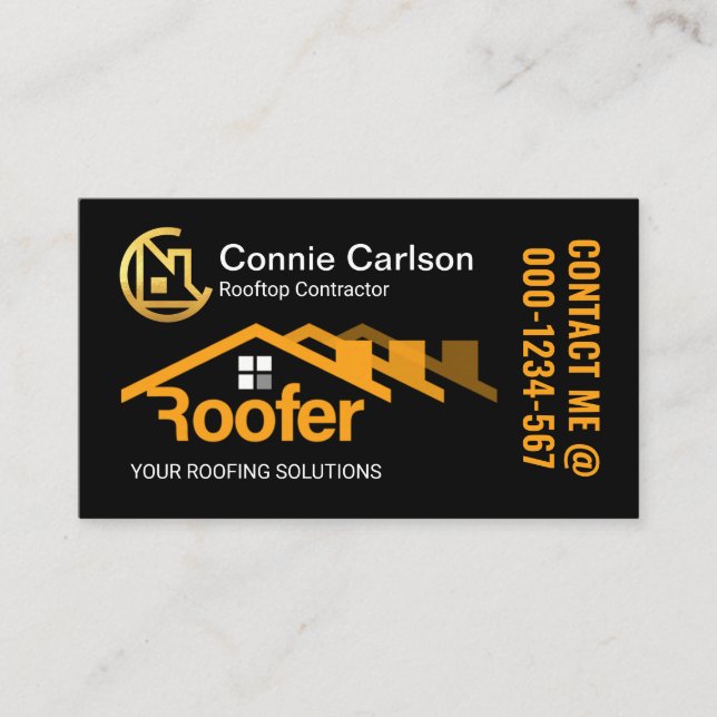 Creative Roofer Rooftop Building Builder Business Card (Front)
