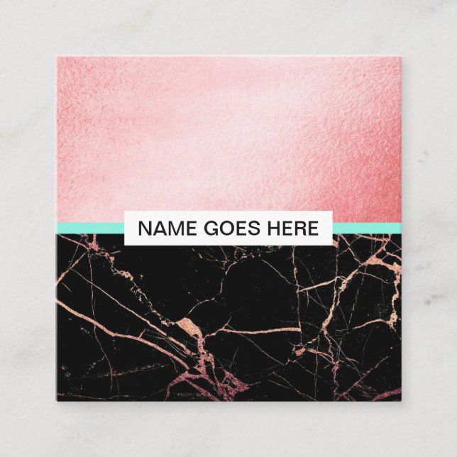 Creative Rose Gold Marble Square Business Card (Front)