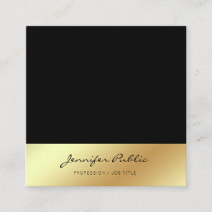 Creative Script Black Gold Trendy Fashionable Square Business Card