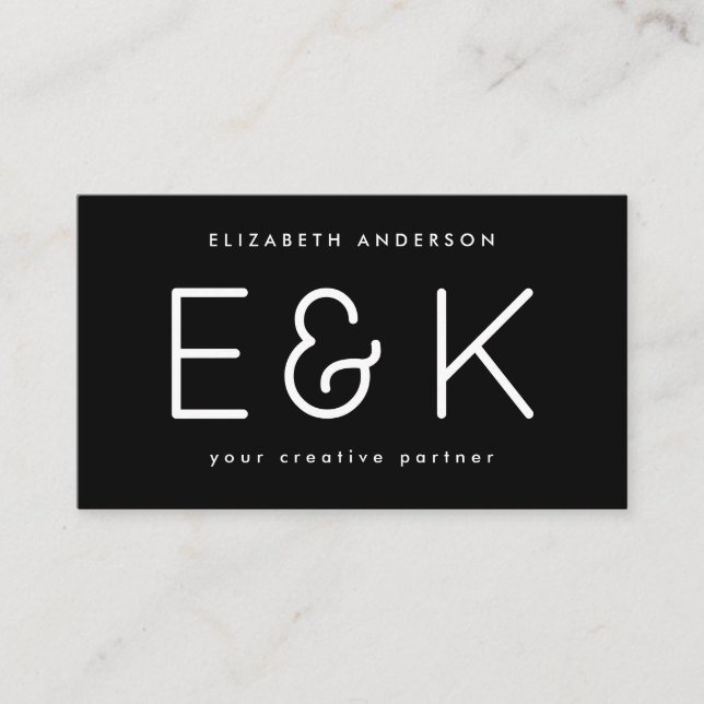 Creative Script Bold Big Monogram Modern Simple Business Card (Front)