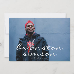 Creative Script Designer Grad Graduate Two Photo Announcement