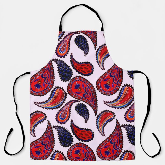 Creative seamless pattern with hand drawn paisley  apron (Front)