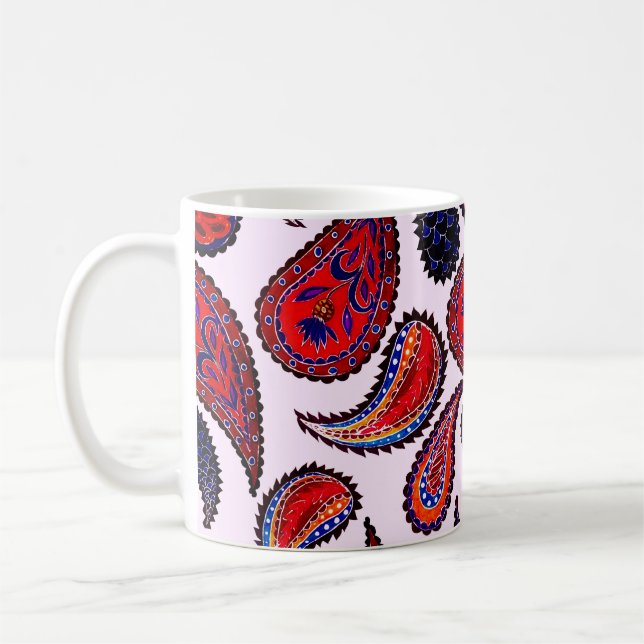 Creative seamless pattern with hand drawn paisley  coffee mug (Left)