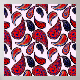 Creative seamless pattern with hand drawn paisley poster