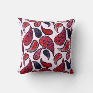 Creative seamless pattern with hand drawn paisley throw pillow