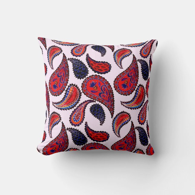Creative seamless pattern with hand drawn paisley  throw pillow (Front)