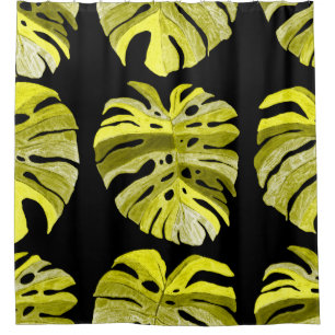 Creative seamless pattern with tropical leaves and