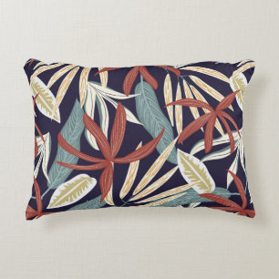 Creative seamless pattern with tropical plants on accent pillow