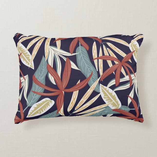 Creative seamless pattern with tropical plants on  accent pillow (Front)