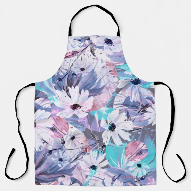 Creative seamless watercolor pattern of plants, He Apron (Front)
