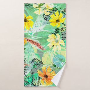 Creative seamless watercolor pattern of plants, He Bath Towel