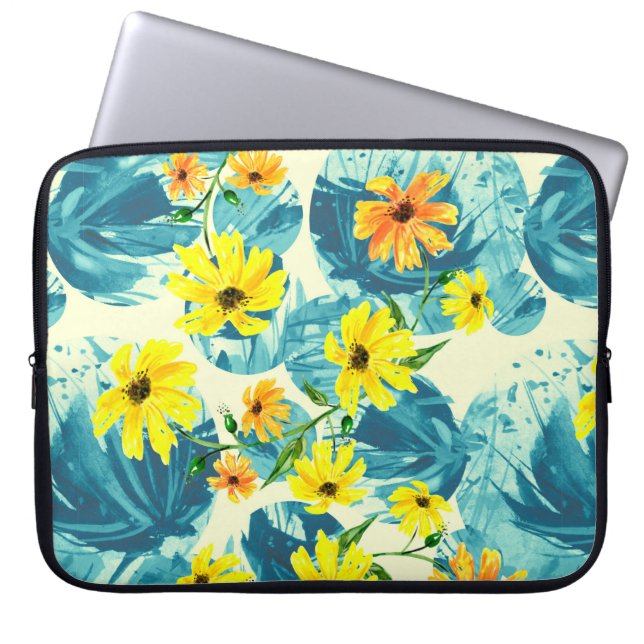 Creative seamless watercolor pattern of plants, He Laptop Sleeve (Front)