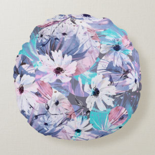 Creative seamless watercolor pattern of plants, He Round Pillow