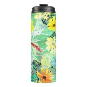 Creative seamless watercolor pattern of plants, He Thermal Tumbler