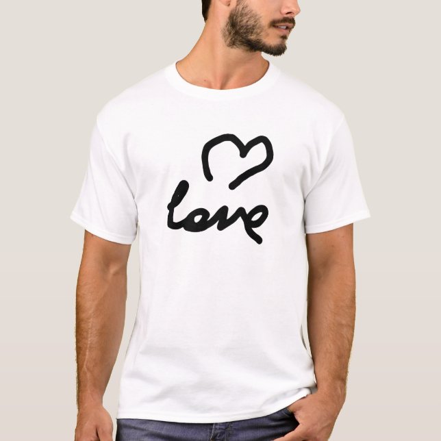 Creative Sign Love and Heart Black colour T-Shirt (Front)