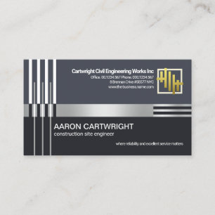 Creative Silver Construction Re-Bar Lines Engineer Business Card