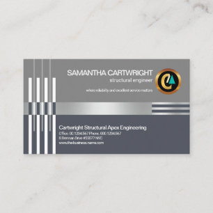 Creative Silver Re-bar Lines Column Engineering Business Card