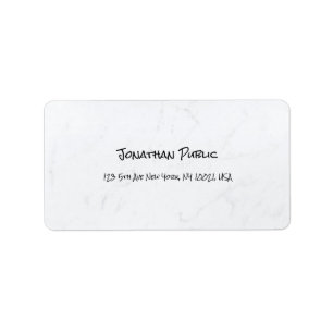 Creative Simple White Marble Plain Modern Address Label