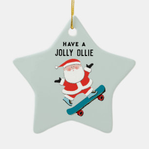 Creative skateboarding holiday gift ceramic ornament