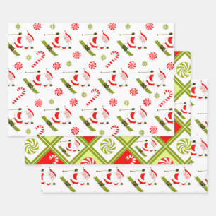 Creative Skiing Christmas Skier Wrapping Paper Sheet