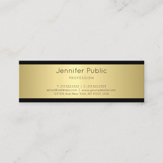 Creative Sleek Design Gold Trendy Plain Glamour Mini Business Card (Front)