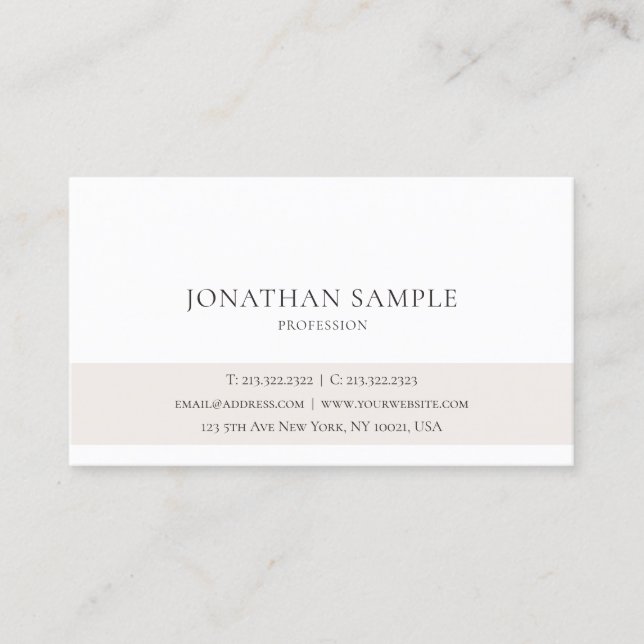 Creative Sleek Design White Plain Professional Business Card (Front)