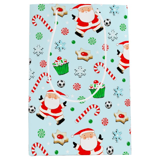 Creative Soccer Christmas Holiday Medium Gift Bag (Front)