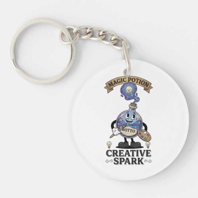 Creative Spark Magic Potion Retro Artist Mascot Keychain (Front)