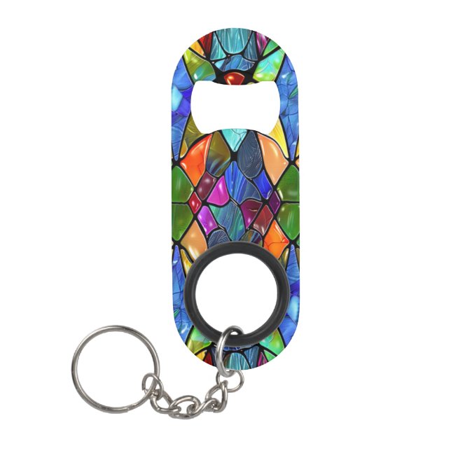 Creative Stained Glass Art Keychain Bottle Opener (Front)