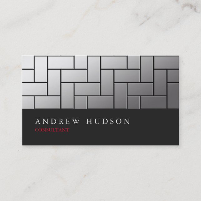 Creative Style Rectangle Pattern Grey Professional Business Card (Front)