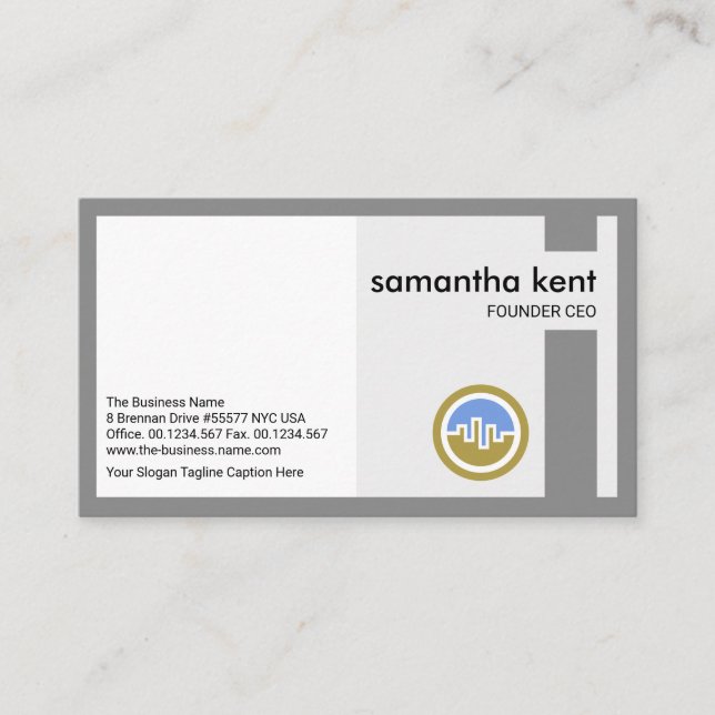 Creative Stylish Box Frame Founder CEO Business Card (Front)