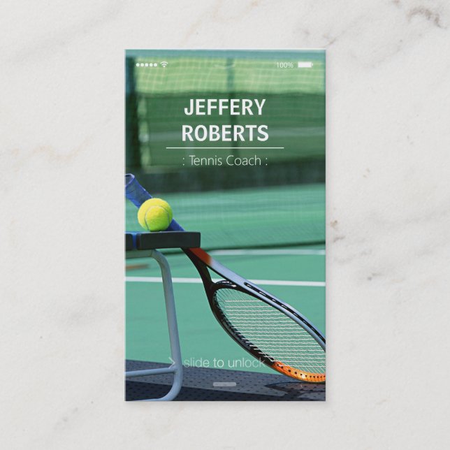 Creative Tennis Coach Tennis Trainer Business Card (Front)