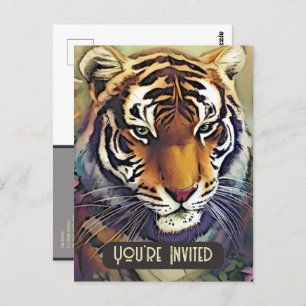 Creative Tiger Invitation Postcard with QR Code