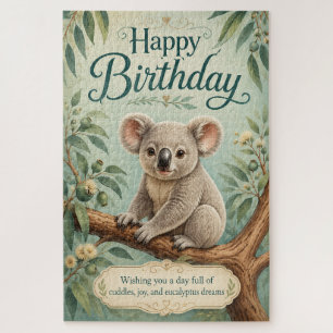 Creative Title Adorable Koala Eucalyptus Birthday  Jigsaw Puzzle