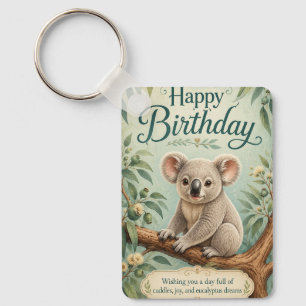 Creative Title Adorable Koala Eucalyptus Birthday Keychain