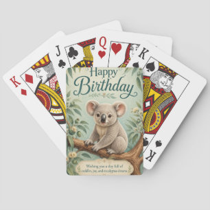 Creative Title Adorable Koala Eucalyptus Birthday  Playing Cards