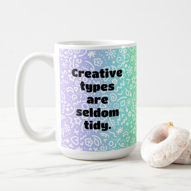 Creative Types Funny Rainbow Doodles Mug (With Donut)