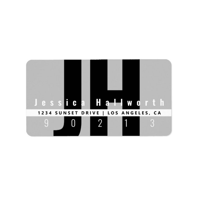 Creative Unique Modern | Black White Gray Address Label (Front)